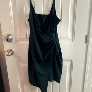 Dark Green Slit mini dress